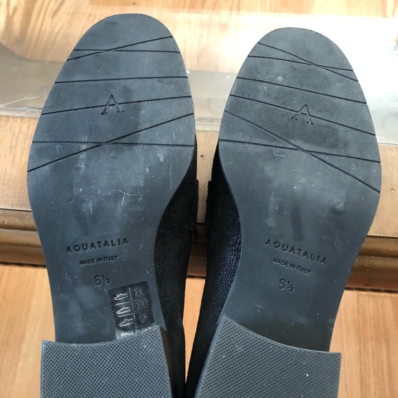 Aquatalia Black Pebbled Suede Loafers - Picture 9 of 10